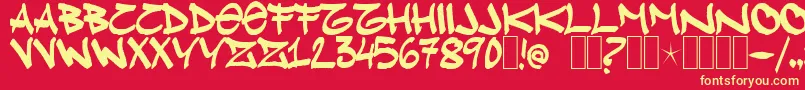 Klue Font – Yellow Fonts on Red Background