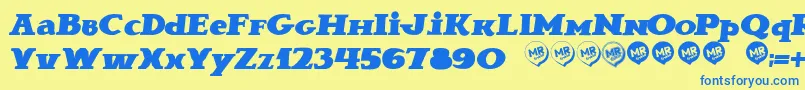 BravaNovellaIt. Font – Blue Fonts on Yellow Background