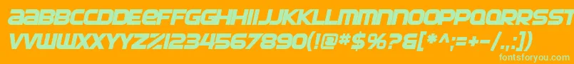SfAutomatonBoldOblique-Schriftart – Grüne Schriften auf orangefarbenem Hintergrund