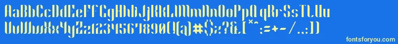 Phyllon-Schriftart – Gelbe Schriften auf blauem Hintergrund