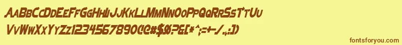 フォントVectorSigmaCondensedItalic – 茶色の文字が黄色の背景にあります。