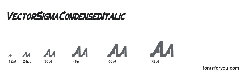 Размеры шрифта VectorSigmaCondensedItalic