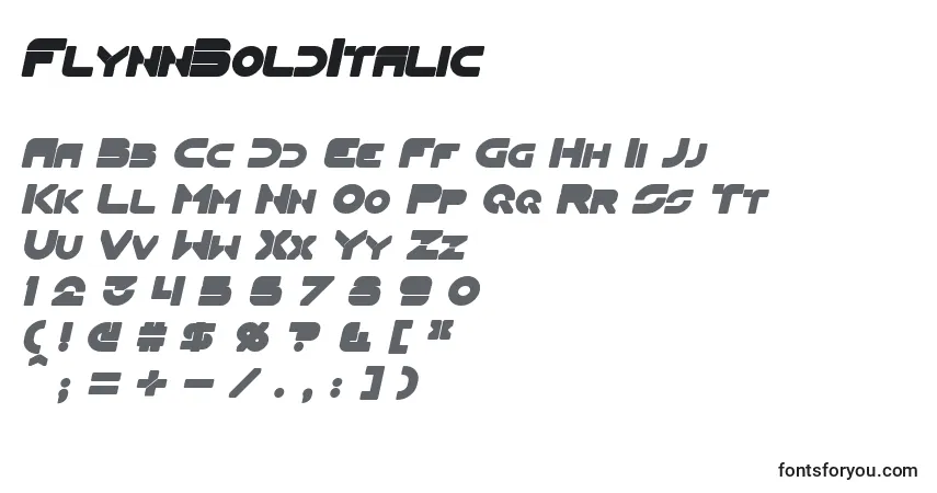 Fuente FlynnBoldItalic - alfabeto, números, caracteres especiales