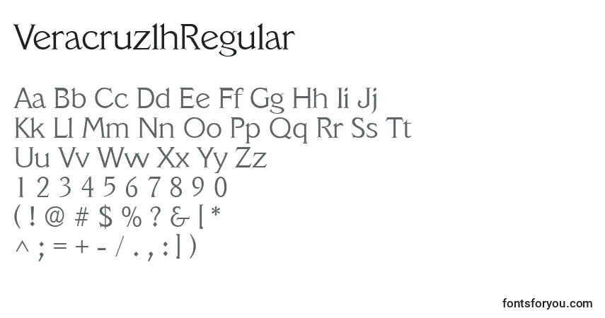 Czcionka VeracruzlhRegular – alfabet, cyfry, specjalne znaki