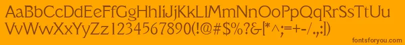 VeracruzlhRegular-Schriftart – Braune Schriften auf orangefarbenem Hintergrund