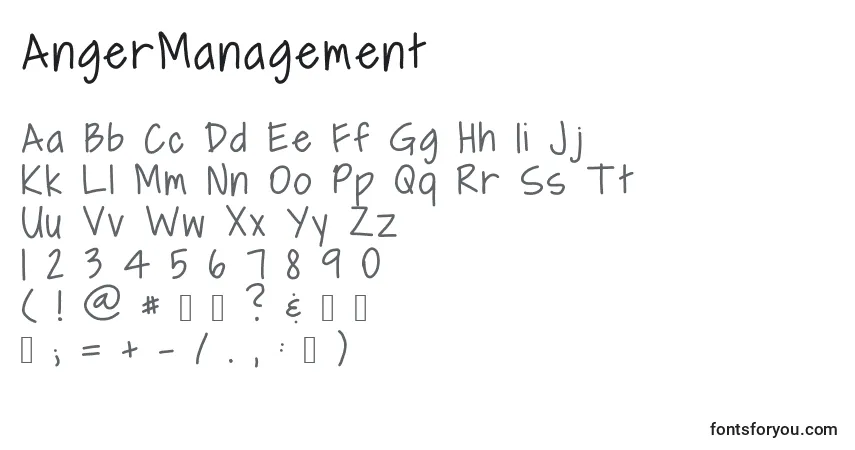 A fonte AngerManagement (98973) – alfabeto, números, caracteres especiais