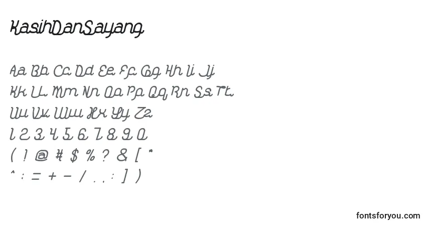 Шрифт KasihDanSayang – алфавит, цифры, специальные символы