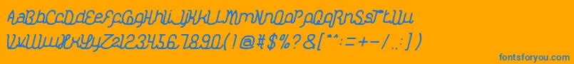 フォントKasihDanSayang – オレンジの背景に青い文字