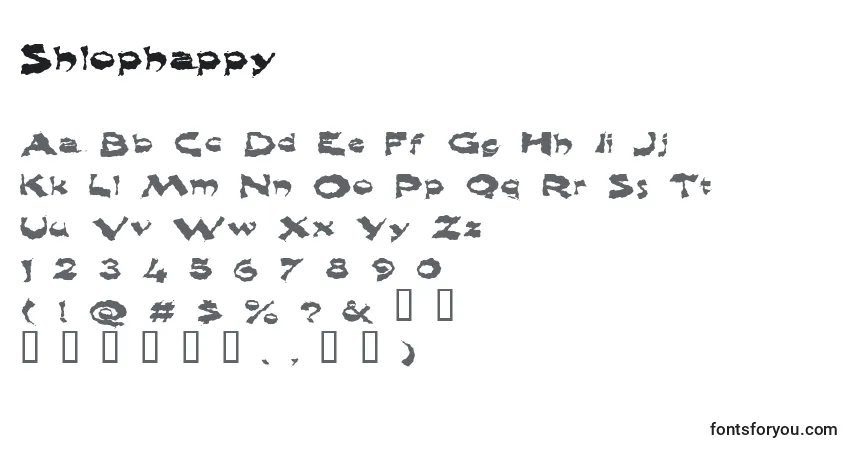 Schriftart Shlophappy – Alphabet, Zahlen, spezielle Symbole