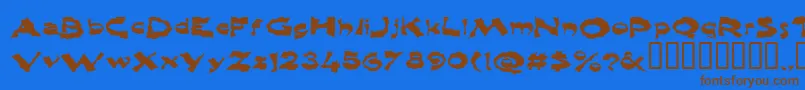 フォントShlophappy – 茶色の文字が青い背景にあります。