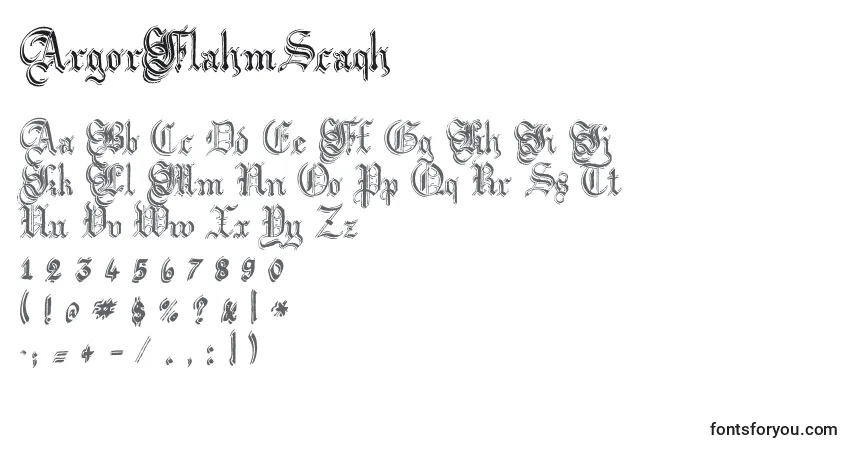 A fonte ArgorFlahmScaqh – alfabeto, números, caracteres especiais