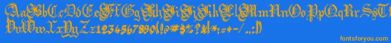 ArgorFlahmScaqh Font – Orange Fonts on Blue Background