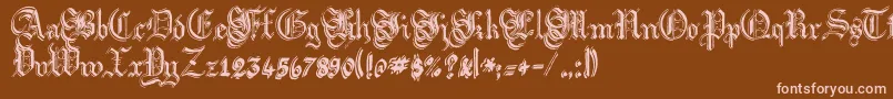 ArgorFlahmScaqh-Schriftart – Rosa Schriften auf braunem Hintergrund