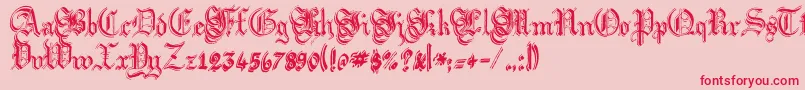 ArgorFlahmScaqh-Schriftart – Rote Schriften auf rosa Hintergrund