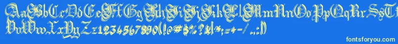 ArgorFlahmScaqh Font – Yellow Fonts on Blue Background