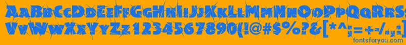 Acsiomasupershockc-Schriftart – Blaue Schriften auf orangefarbenem Hintergrund