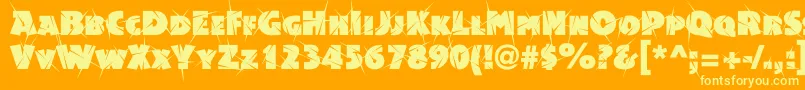Acsiomasupershockc-Schriftart – Gelbe Schriften auf orangefarbenem Hintergrund
