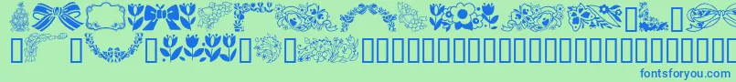 GeSpringtime-fontti – siniset fontit vihreällä taustalla