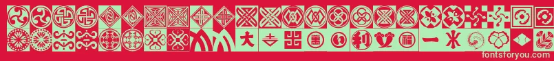 Шрифт OrientPatterns – зелёные шрифты на красном фоне