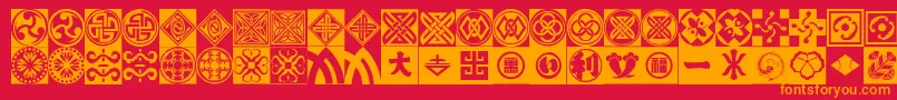 fuente OrientPatterns – Fuentes Naranjas Sobre Fondo Rojo