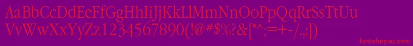 GaramondnarrowcLight Font – Red Fonts on Purple Background