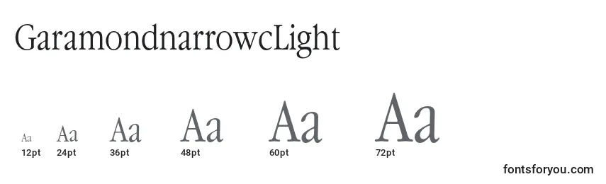 Größen der Schriftart GaramondnarrowcLight