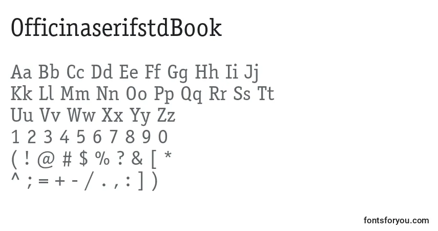 Шрифт OfficinaserifstdBook – алфавит, цифры, специальные символы