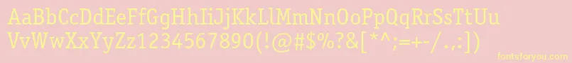 OfficinaserifstdBook-Schriftart – Gelbe Schriften auf rosa Hintergrund