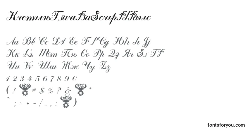 Schriftart KremlinTsaritsaScriptItalic – Alphabet, Zahlen, spezielle Symbole