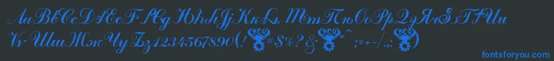 KremlinTsaritsaScriptItalic Font – Blue Fonts on Black Background