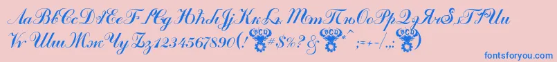 KremlinTsaritsaScriptItalic Font – Blue Fonts on Pink Background