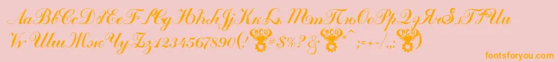 KremlinTsaritsaScriptItalic-Schriftart – Orangefarbene Schriften auf rosa Hintergrund