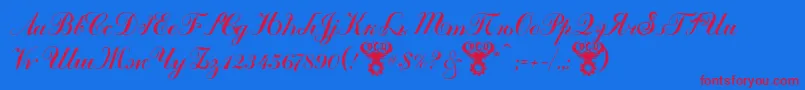 KremlinTsaritsaScriptItalic Font – Red Fonts on Blue Background