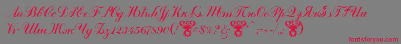 KremlinTsaritsaScriptItalic Font – Red Fonts on Gray Background