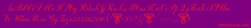 KremlinTsaritsaScriptItalic Font – Red Fonts on Purple Background