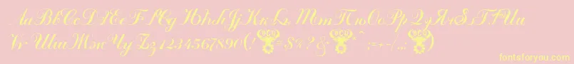 KremlinTsaritsaScriptItalic Font – Yellow Fonts on Pink Background