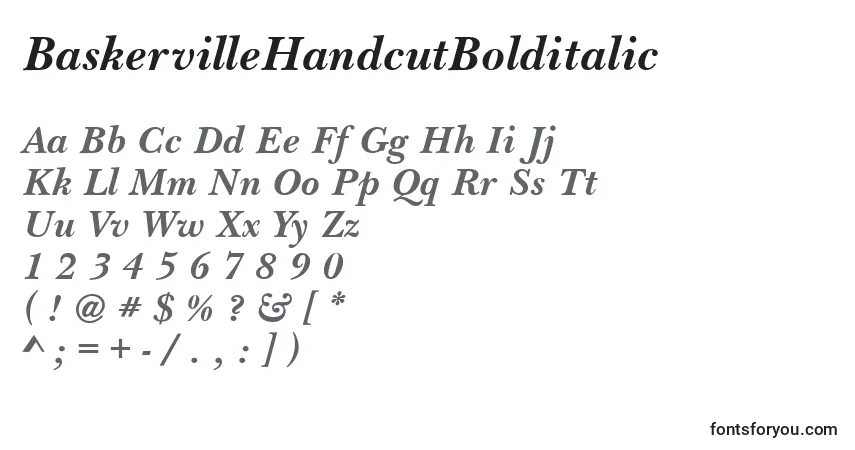 Шрифт BaskervilleHandcutBolditalic – алфавит, цифры, специальные символы