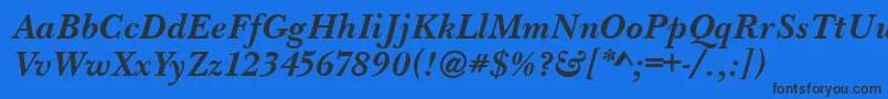 BaskervilleHandcutBolditalic Font – Black Fonts on Blue Background