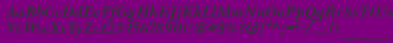 BaskervilleHandcutBolditalic-fontti – mustat fontit violetilla taustalla