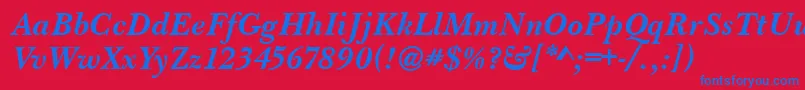 BaskervilleHandcutBolditalic Font – Blue Fonts on Red Background