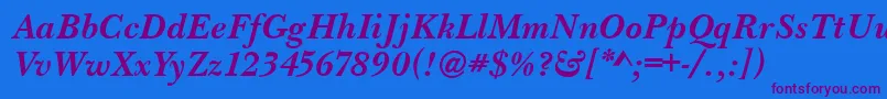 BaskervilleHandcutBolditalic Font – Purple Fonts on Blue Background