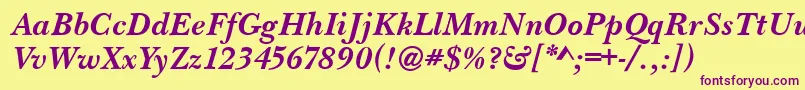 BaskervilleHandcutBolditalic Font – Purple Fonts on Yellow Background