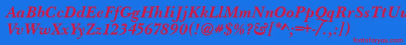 Czcionka BaskervilleHandcutBolditalic – czerwone czcionki na niebieskim tle