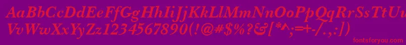 BaskervilleHandcutBolditalic Font – Red Fonts on Purple Background