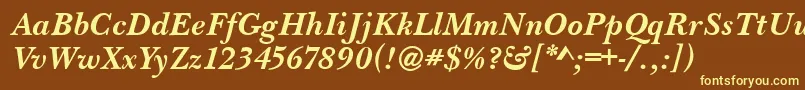 Шрифт BaskervilleHandcutBolditalic – жёлтые шрифты на коричневом фоне