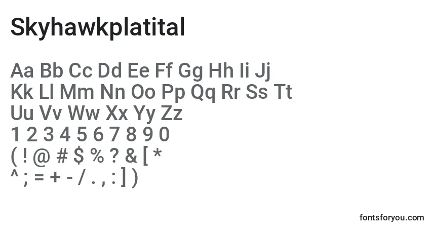 A fonte Skyhawkplatital – alfabeto, números, caracteres especiais