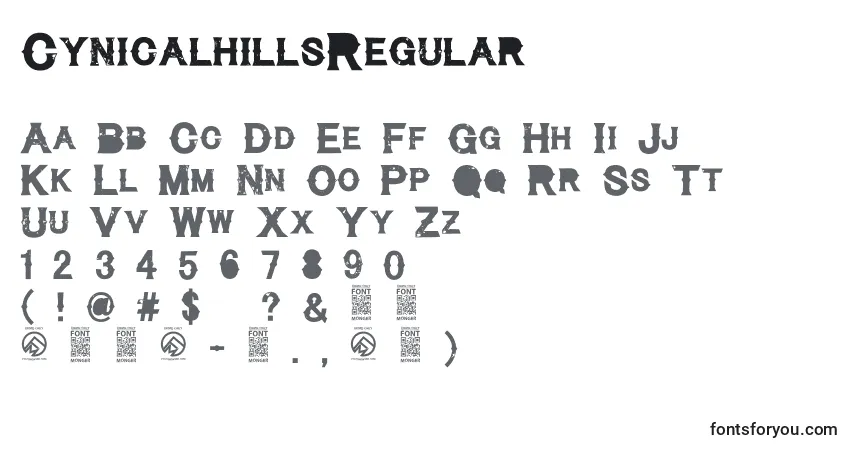 Fuente CynicalhillsRegular (98999) - alfabeto, números, caracteres especiales