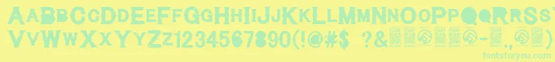 Czcionka CynicalhillsRegular – zielone czcionki na żółtym tle