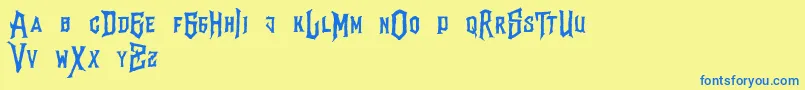 Vertigodeathdemo Font – Blue Fonts on Yellow Background
