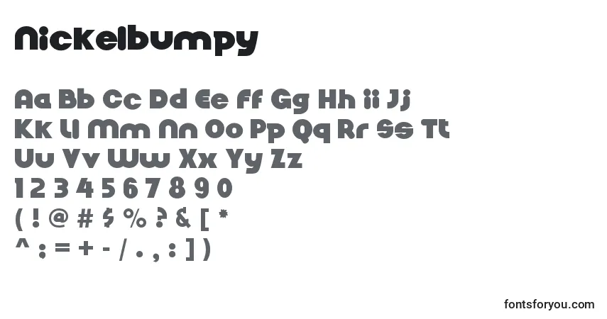 Schriftart Nickelbumpy (99001) – Alphabet, Zahlen, spezielle Symbole
